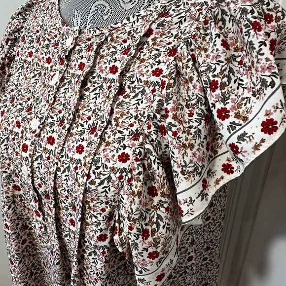 Max Studio Blouse Top Womens XS Multicolor Floral Ruffle Flutter Sleeves Peasant - Picture 10 of 12